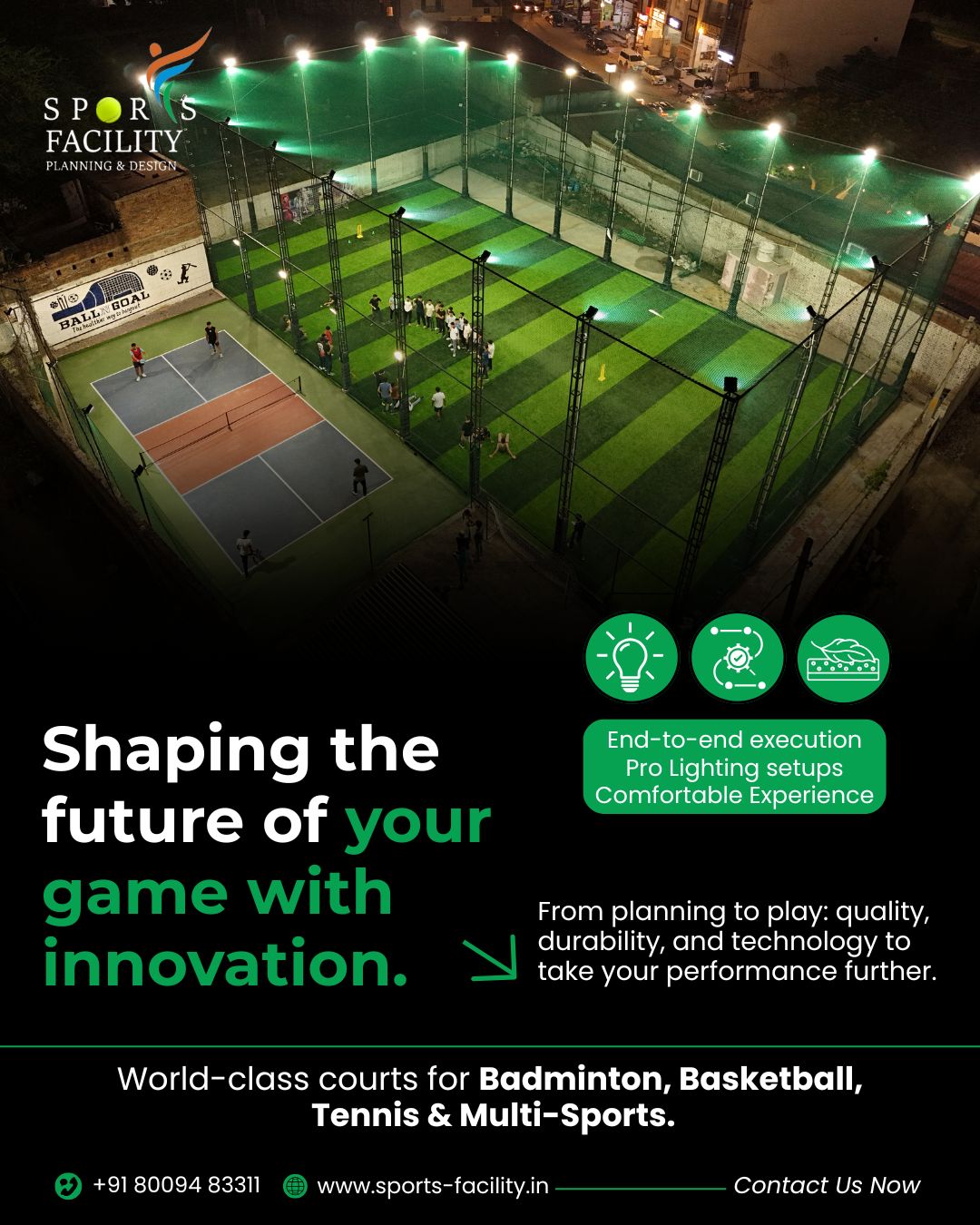 Badminton court construction in India