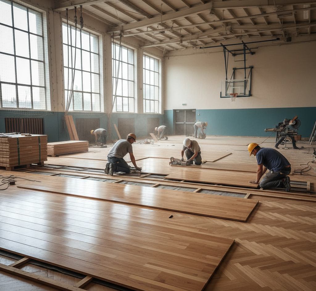 Gym Wooden Flooring Installation