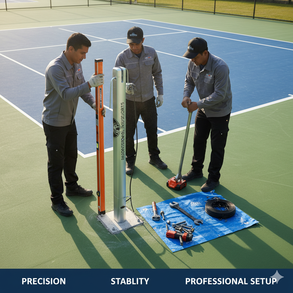 Tennis Net Post Installation