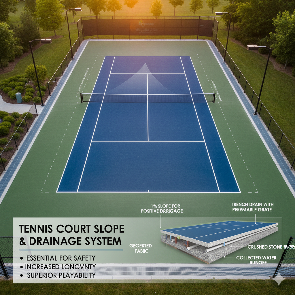 Tennis Court Slope and Drainage System