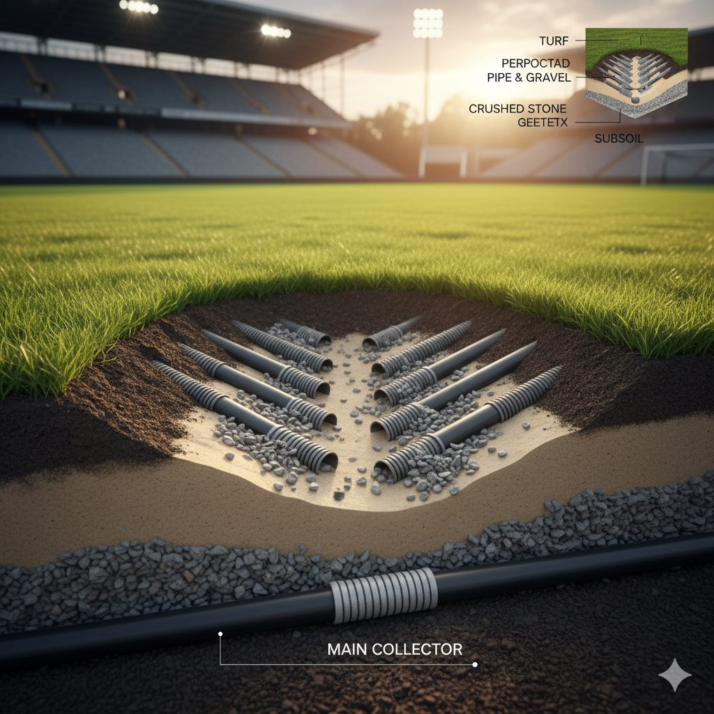 Drainage System for Turf Grounds