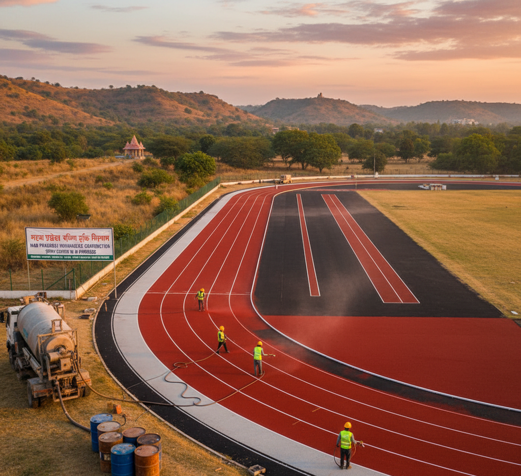 Spray-Coating Running Track Construction in Madhya Pradesh