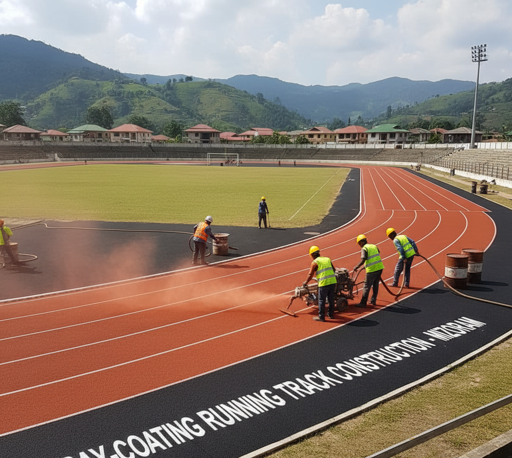 Spray-Coating Running Track Construction in Mizoram