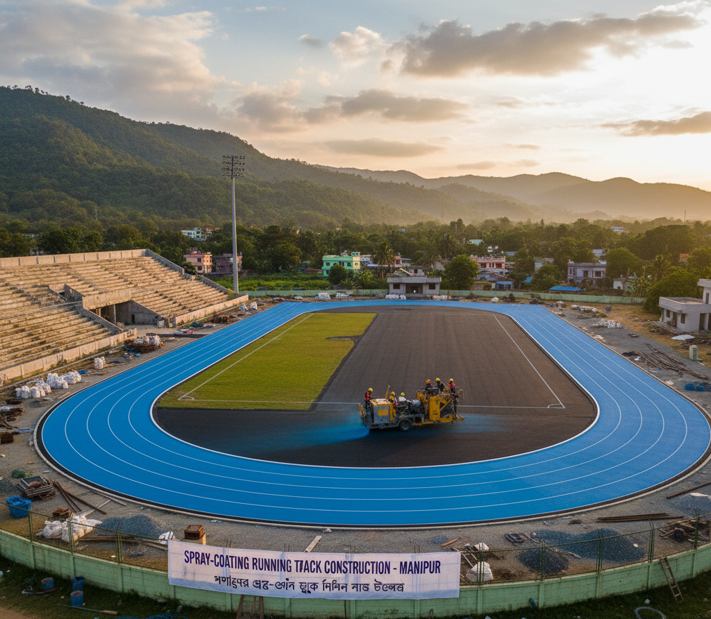 Spray-Coating Running Track Construction in Manipur