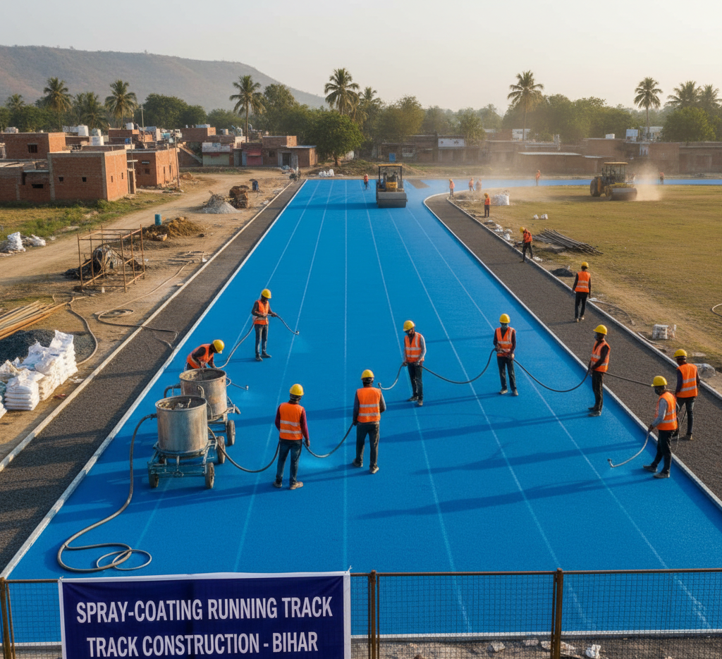 Spray-Coating Running Track Construction in Bihar