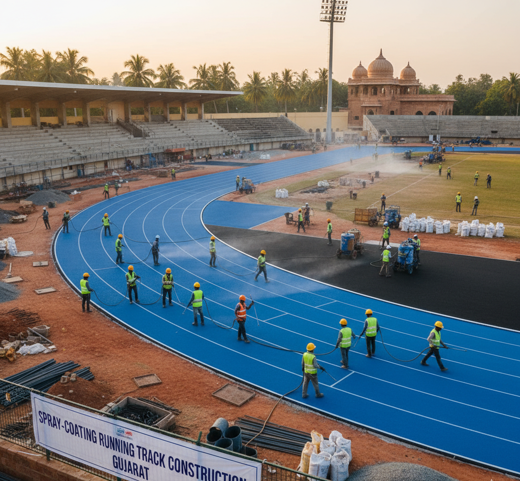 Spray-Coating Running Track Construction in Gujarat