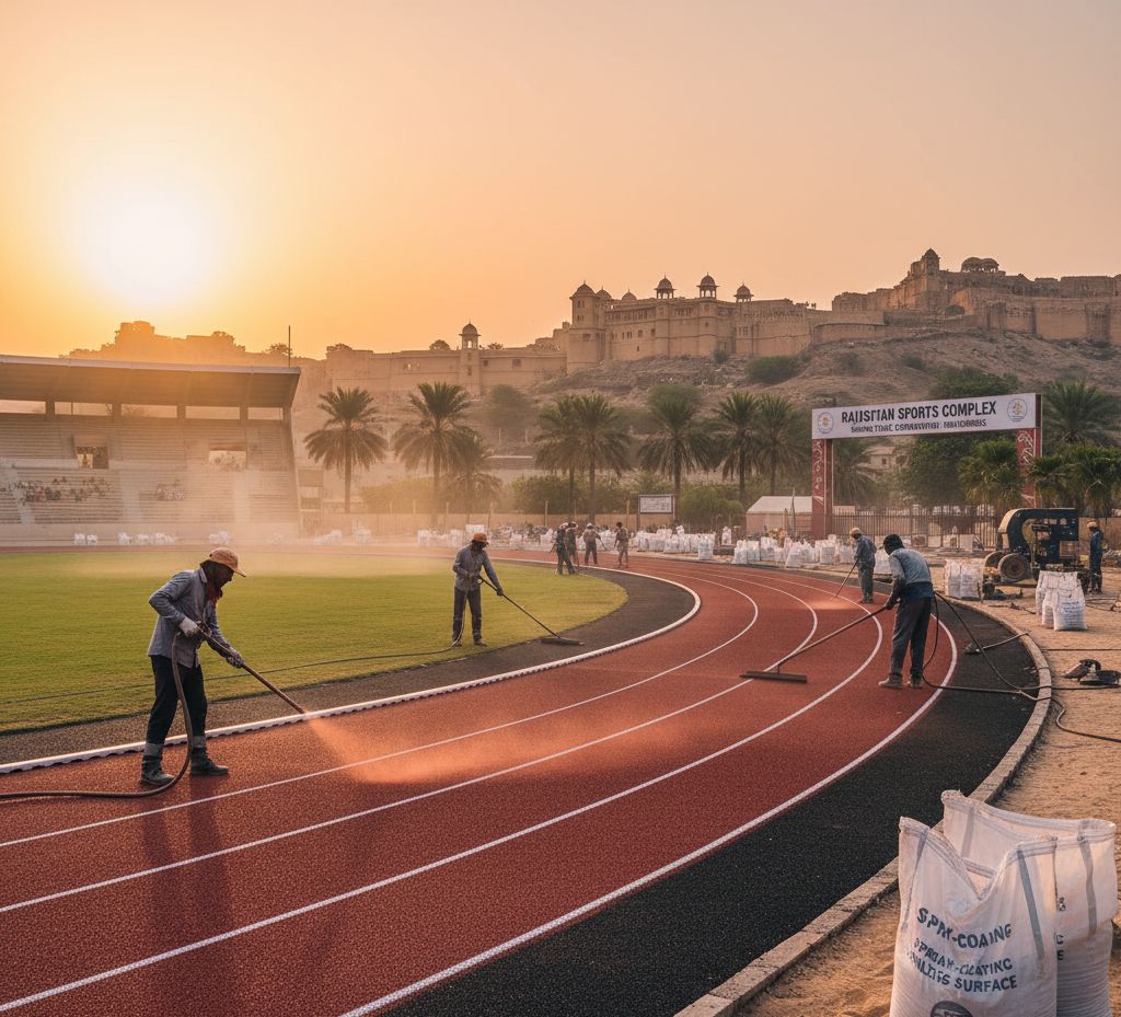Spray-Coating Running Track Construction in Rajasthan