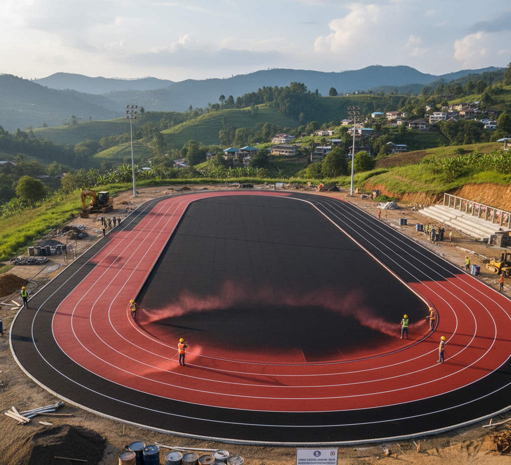 Spray-Coating Running Track Construction in Nagaland