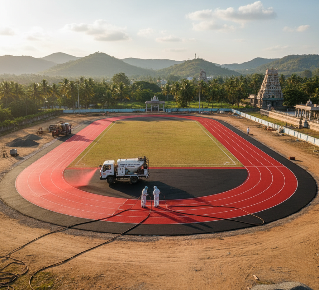 Spray-Coating Running Track Construction in Karnataka
