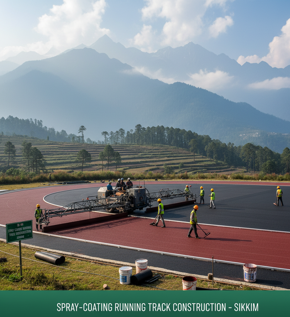 Spray-Coating Running Track Construction in Sikkim