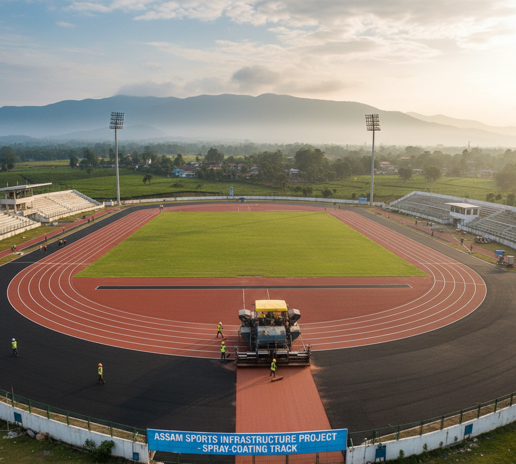 Spray-Coating Running Track Construction in Assam