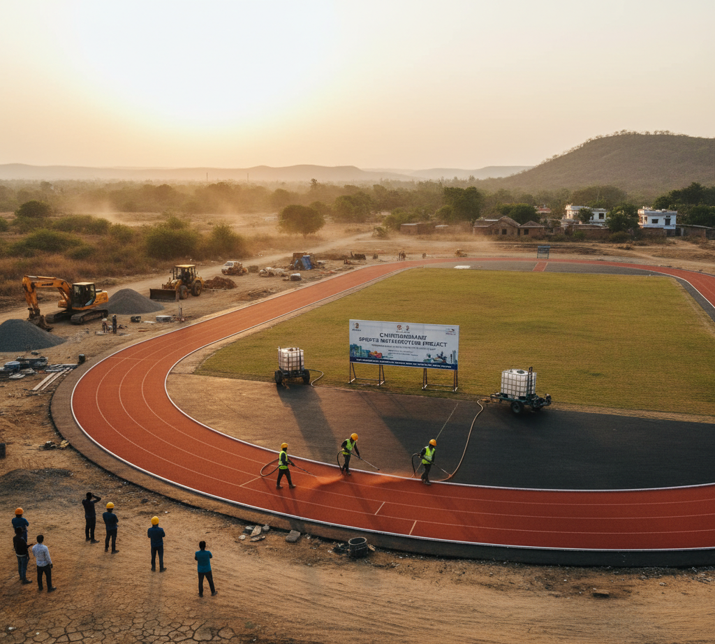 kindly create a image for Spray-Coating Running Track Construction in Goa