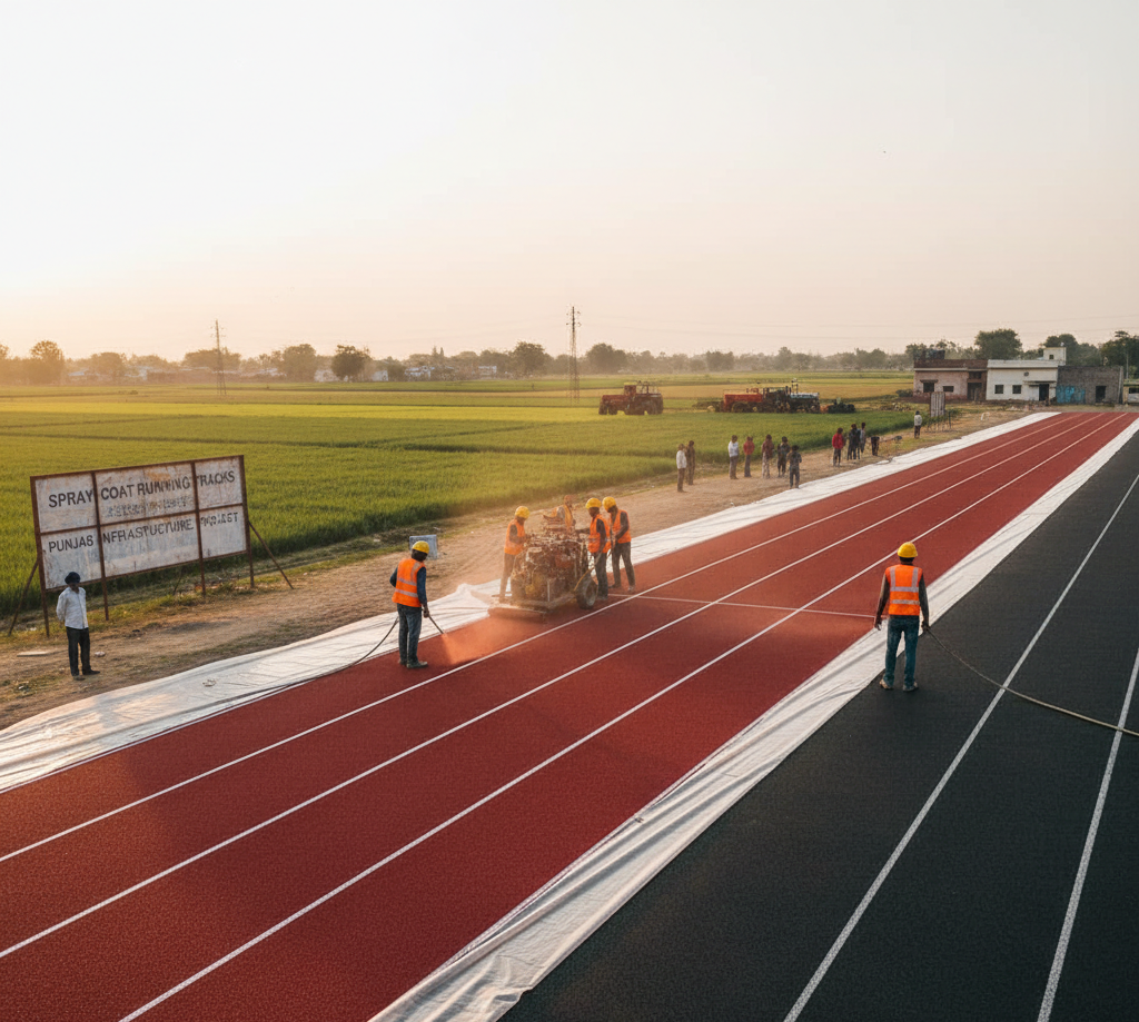 Spray-Coating Running Track Construction in Punjab