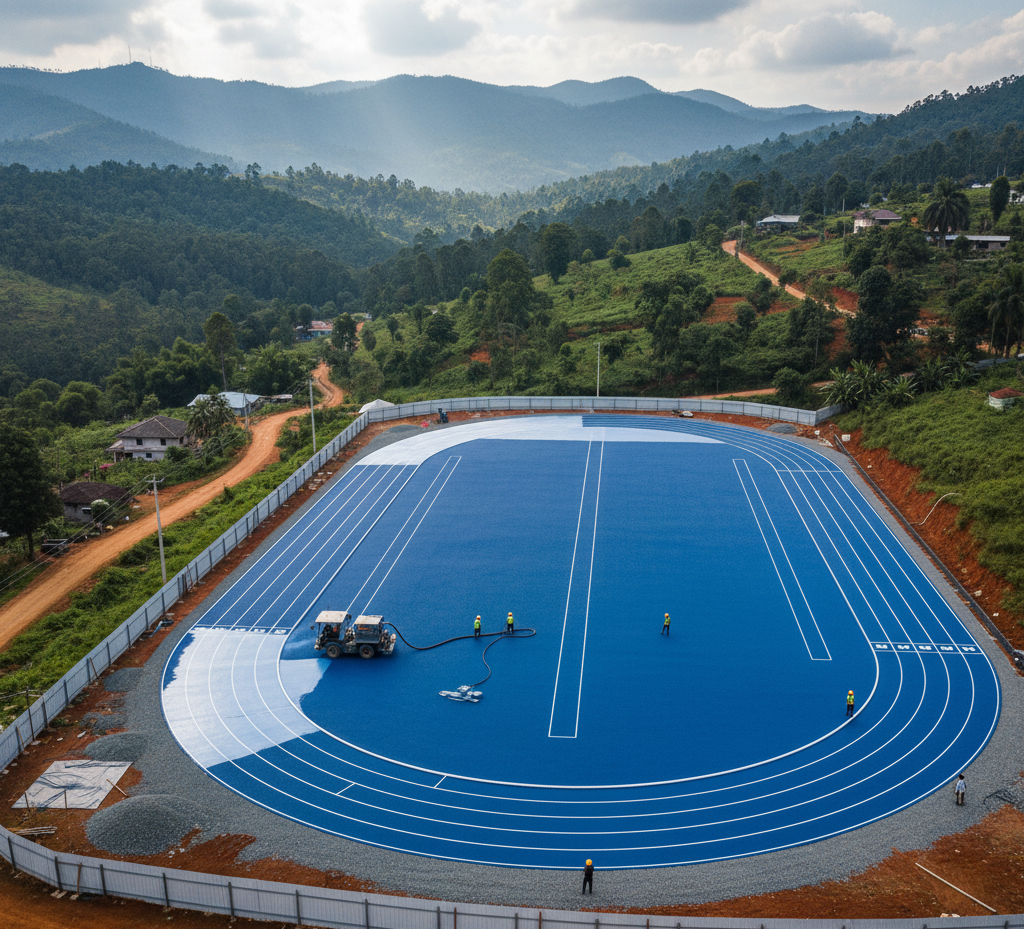 Spray-Coating Running Track Construction in Meghalaya