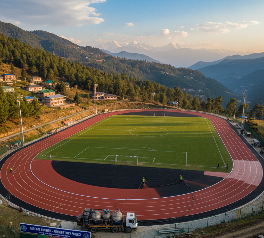 Spray-Coating Running Track Construction in Himachal Pradesh