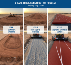 Step-by-Step 6-Lane Track Construction Process
