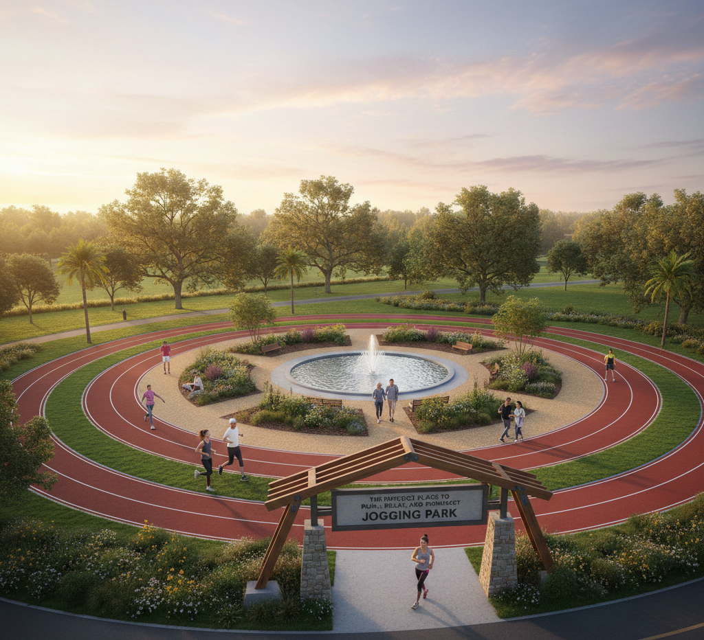 A Jogging Park with Two Identical Circular Tracks