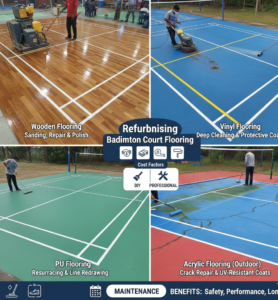 Refurbishing Badminton Court Flooring by Material Type