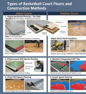 Types of Basketball Court Floors and Construction Methods