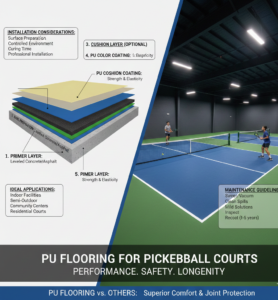 PU Flooring Construction System for Pickleball Courts