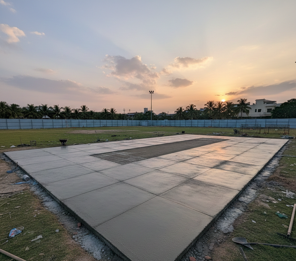 Concrete Base for Cricket Turf