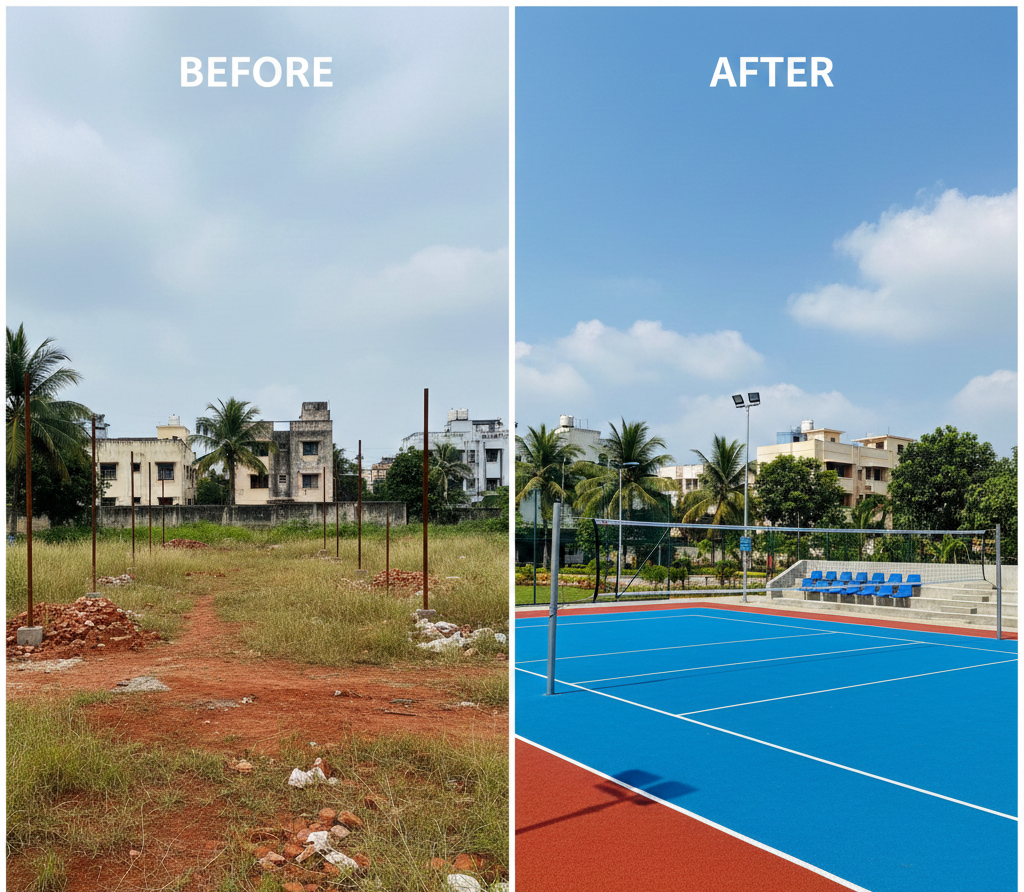 Volleyball Court Construction in Navi Mumbai
