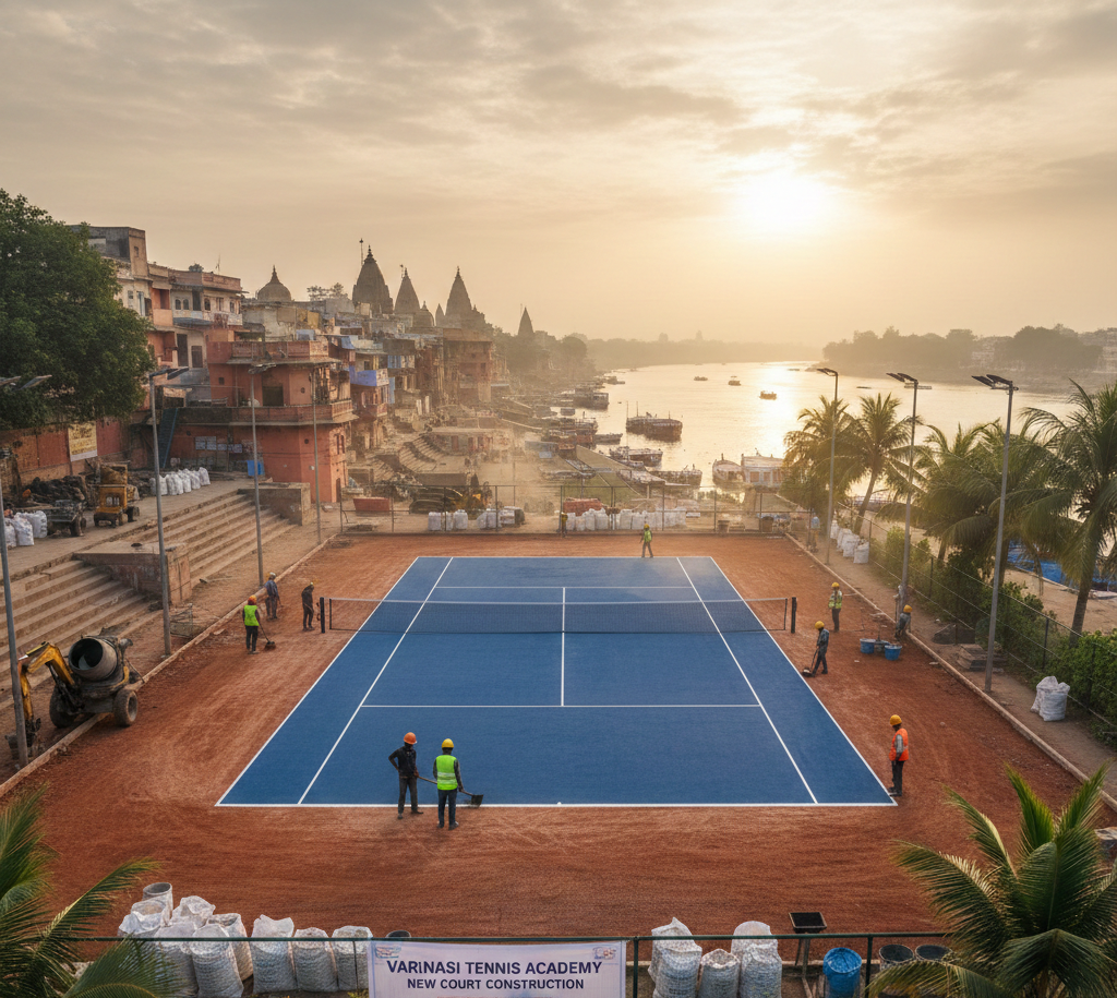 Tennis court construction in varanasi