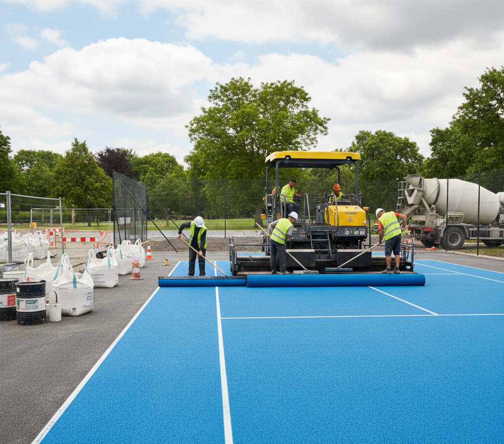 Tennis Court Rubber Flooring Construction