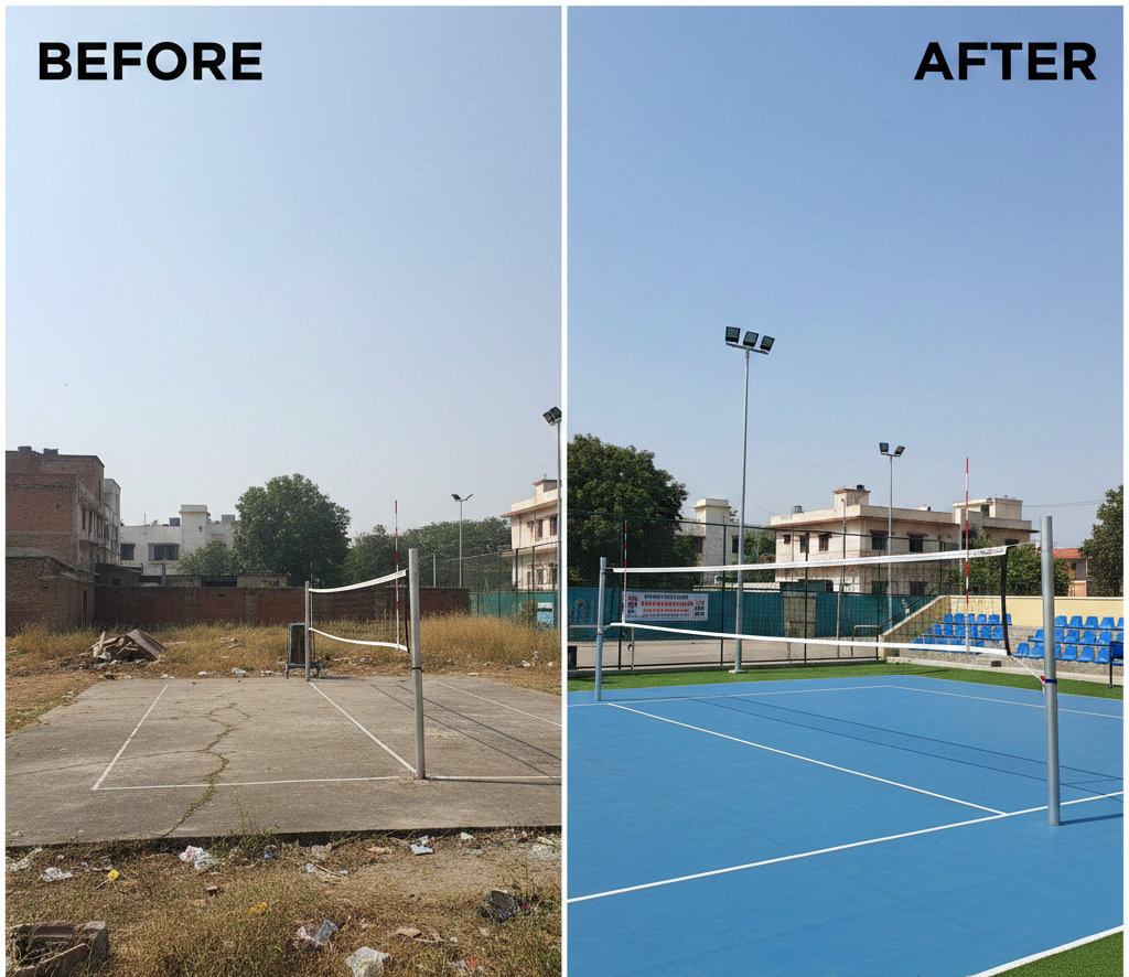 Volleyball Court Construction in Kanpur