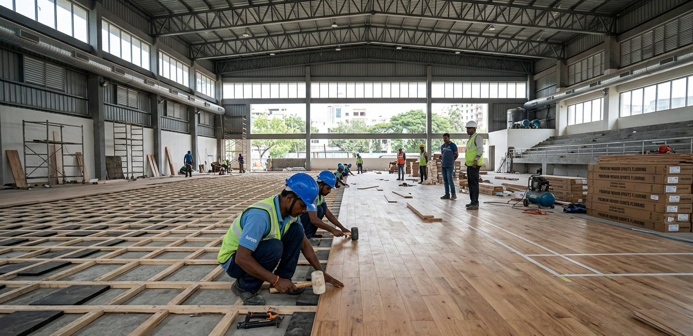 Wooden Flooring Court Construction in India