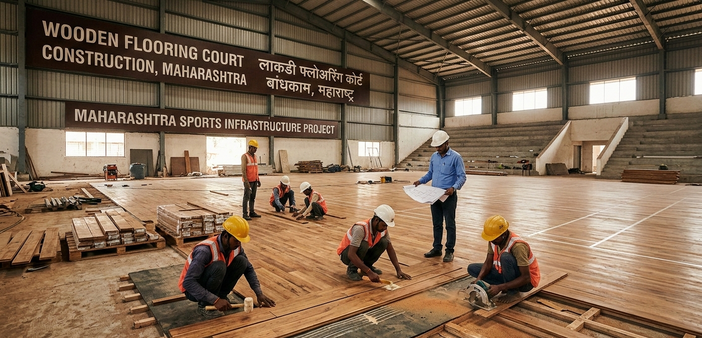 Wooden Flooring Court Construction in Maharashtra