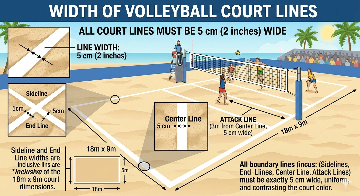 Width of Volleyball Court Lines