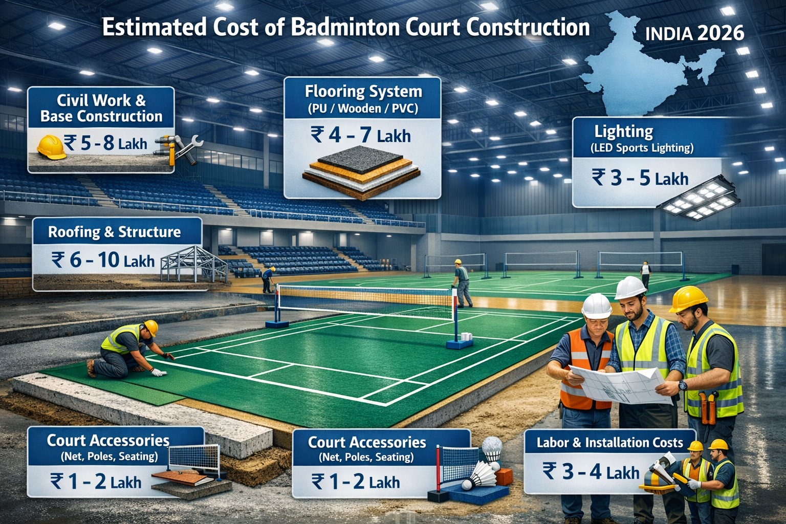 Badminton Court Construction Estimate in India